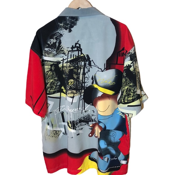 WEBS Jean Co. Vintage Y2K Button Down Shirt 2XL Cool All Over Print Urban-wear - Picture 2 of 11